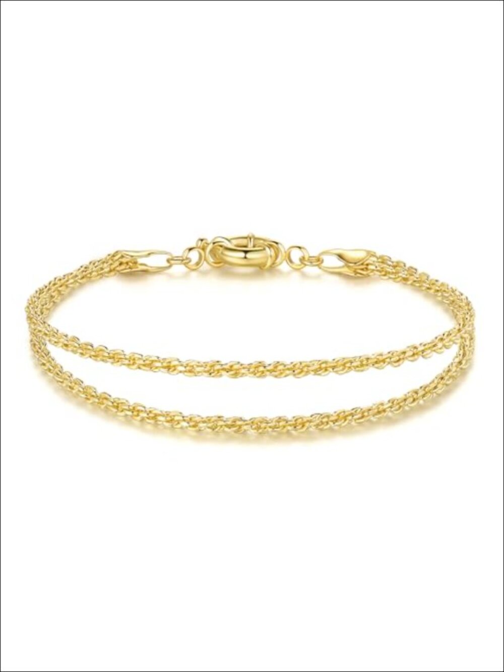 14K Gold Plated Rope Bracelet for Women Layered Chain